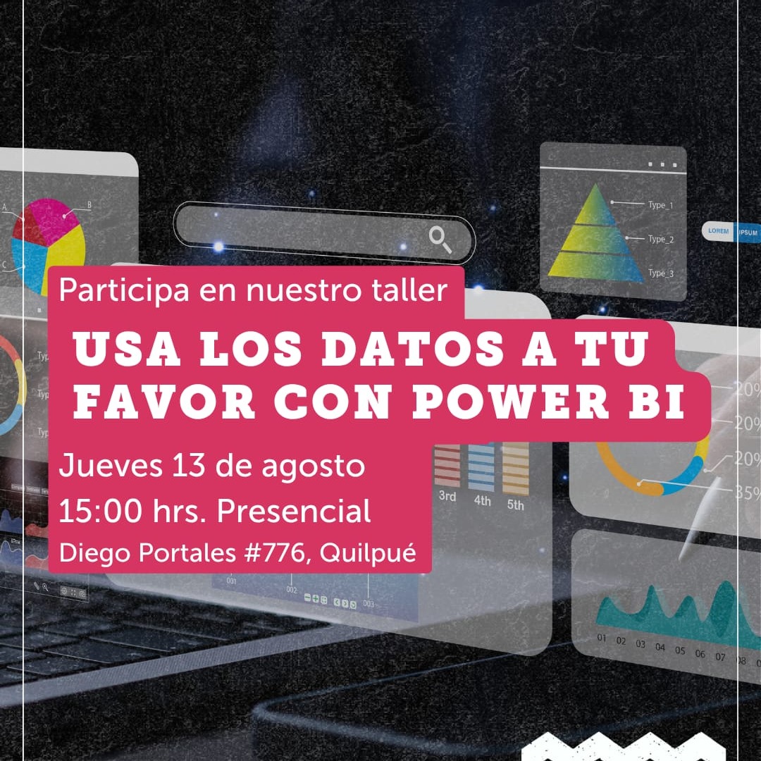 Sabes cuál es el producto que más vende en tu negocio o qué día vendes más? Es hora de dar el siguiente paso.

Invitan: Centro de Negocios Sercotec Marga Marga y Cámara Comercio, Industria y Comercio de Quilpué.

🗓️ Coordenadas del Taller:
📅 Fecha: Jueves 13 de agosto

⏰ Hora: 15:00 hrs.

📍 Lugar: Diego Portales 776, Quilpué

💻 Requisitos:
Tener conocimientos básicos de Excel.

Si traes tu computador personal, debes contar con Power BI previamente instalado.

⚠️ ¡CUPOS LIMITADOS!
Para garantizar un aprendizaje personalizado y práctico, las vacantes son estrictamente limitadas. ¡No te quedes fuera!

📲 Inscríbete hoy mismo llamando o escribiéndonos:

☎️ Teléfono fijo: 32 2910810

💬 WhatsApp: +56 9 6345 2592

Dile adiós a las eternas planillas de Excel y comienza a tomar el control de tu PYME con la potencia de la inteligencia de datos. ¡Te esperamos! 🙌

#PowerBI #Quilpué #SercotecMargaMarga #CapacitaciónPyme #EmprendedoresQuilpué
